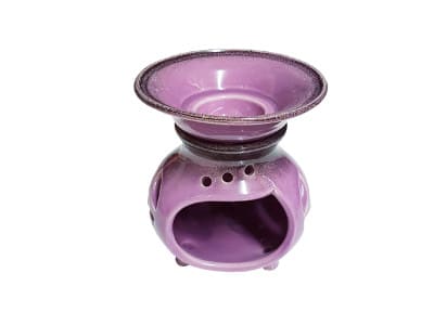 Keramik Duftlampe lila mit schwarzem Rand von Aromatikus