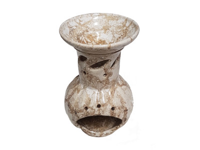 Keramik Duftlampe weiß-braun meliert von Aromatikus